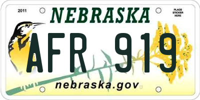 NE license plate AFR919