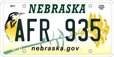 NE license plate AFR935
