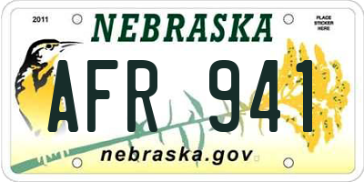 NE license plate AFR941