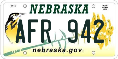 NE license plate AFR942