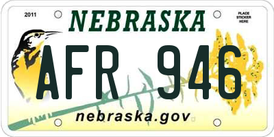NE license plate AFR946