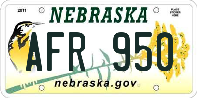 NE license plate AFR950
