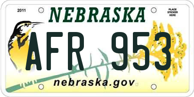 NE license plate AFR953