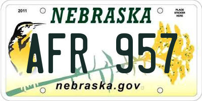 NE license plate AFR957