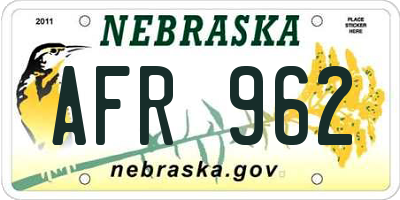 NE license plate AFR962