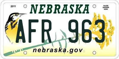 NE license plate AFR963