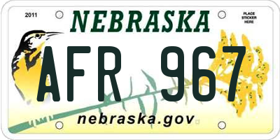NE license plate AFR967