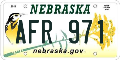 NE license plate AFR971