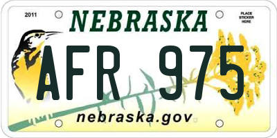 NE license plate AFR975