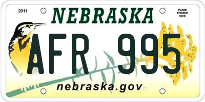 NE license plate AFR995