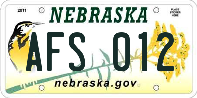 NE license plate AFS012