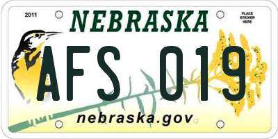 NE license plate AFS019