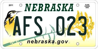 NE license plate AFS023