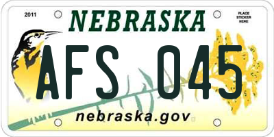 NE license plate AFS045