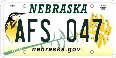 NE license plate AFS047