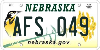NE license plate AFS049