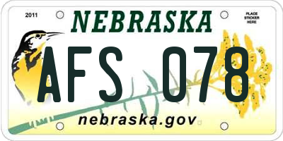 NE license plate AFS078