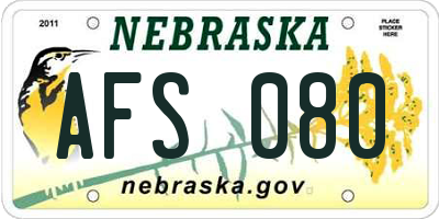 NE license plate AFS080