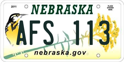 NE license plate AFS113