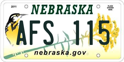 NE license plate AFS115