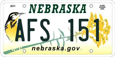NE license plate AFS151