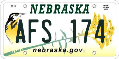 NE license plate AFS174