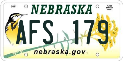 NE license plate AFS179