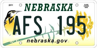 NE license plate AFS195