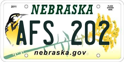 NE license plate AFS202