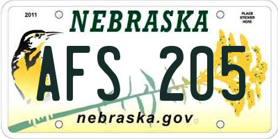 NE license plate AFS205