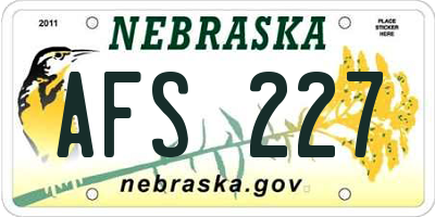 NE license plate AFS227