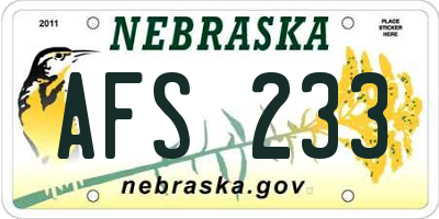 NE license plate AFS233