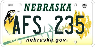 NE license plate AFS235