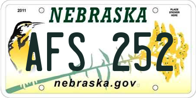 NE license plate AFS252