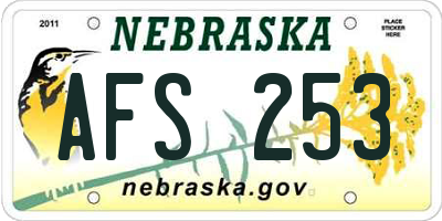 NE license plate AFS253