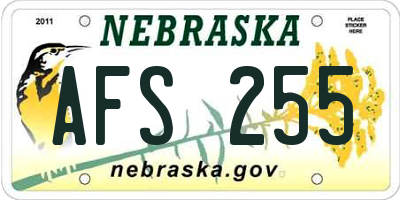 NE license plate AFS255