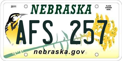 NE license plate AFS257