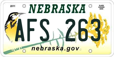 NE license plate AFS263