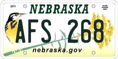 NE license plate AFS268