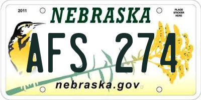 NE license plate AFS274