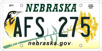 NE license plate AFS275