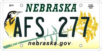 NE license plate AFS277