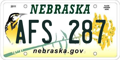 NE license plate AFS287