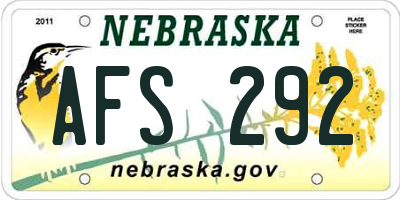 NE license plate AFS292
