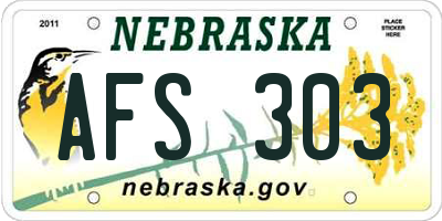 NE license plate AFS303