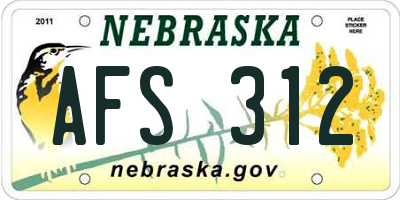 NE license plate AFS312