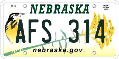 NE license plate AFS314