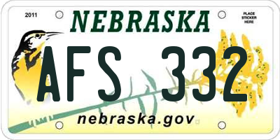 NE license plate AFS332