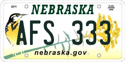 NE license plate AFS333