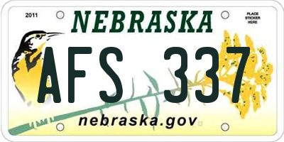 NE license plate AFS337